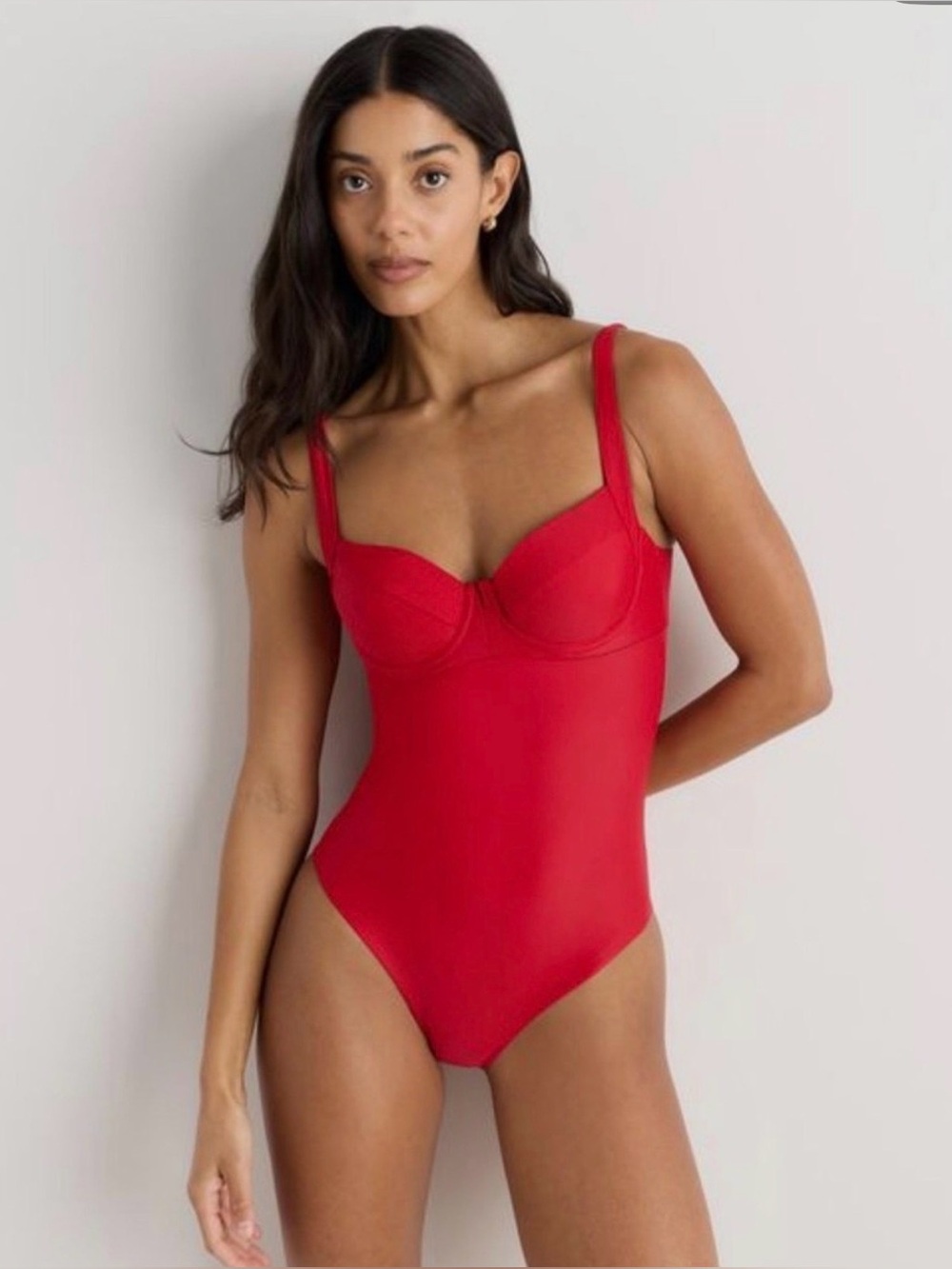 Quince Italian Underwire One-Piece Swimsuit in Red Small NWT